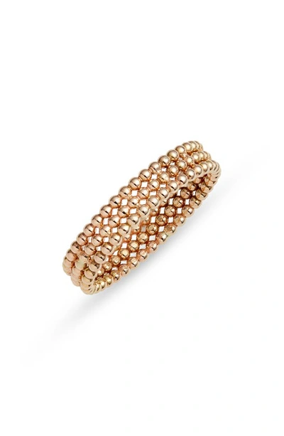 Poppy Finch Triple Row Beaded Pinkie Ring In 14kyg
