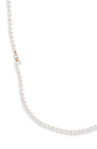 Poppy Finch Charm Detail Keshi Pearl Toggle Necklace In 14kyg