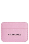 Balenciaga Cash Logo Leather Card Holder In Rose/ L Black