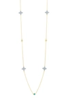 Freida Rothman Brooklyn Coast Clover Disc Station Necklace In Silvr/gld/mother Of Pearl/turq