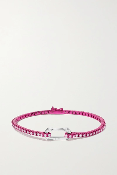 Eéra Paris White Gold Diamond Tennis Bracelet In Pink