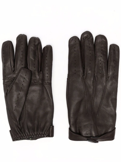 Billionaire Perforated-detailing Leather Gloves In Black