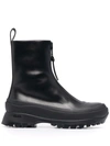 JIL SANDER ZIP-FRONT CHUNKY LEATHER BOOTS