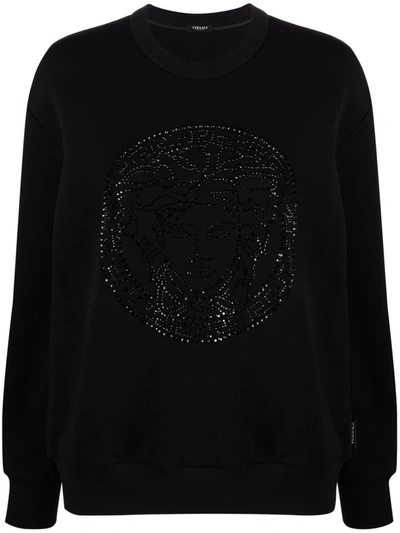 Versace Black Crystal-embellished Medusa Sweatshirt