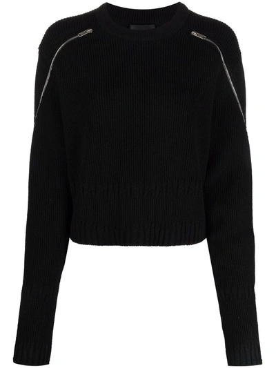 Givenchy Roundneck Jumper With Zip Detail In Black