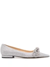 MACH & MACH BOW-EMBELLISHED GLITTER LOAFERS