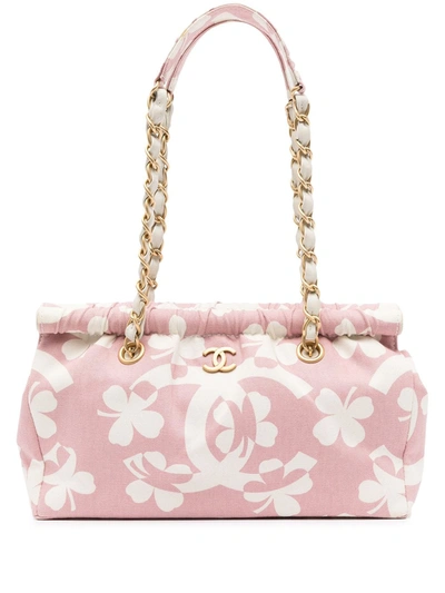 Pre-owned Chanel 2004 Cc Clover-print Shoulder Bag In Pink