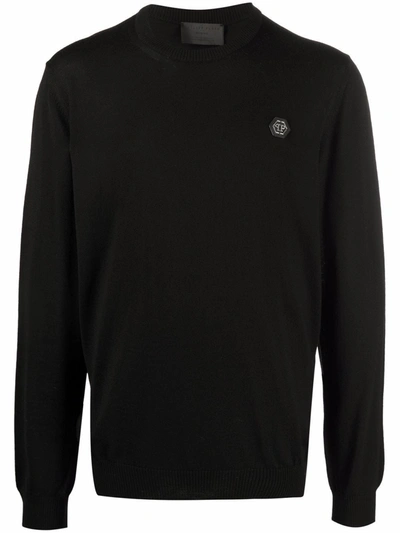 Philipp Plein Istitutional Merino-knit Jumper In Black