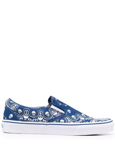 Vans Bandana Skull-print Classic Slip-on Sneakers In Blue