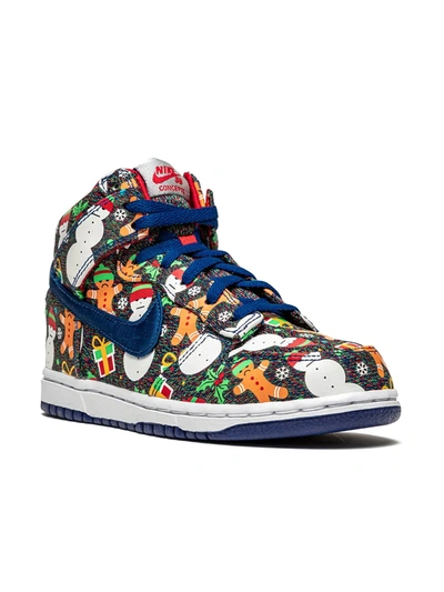 Nike Kids' X Concepts Dunk High Sb Qs Sneakers "ugly Christmas Sweater" In Blue