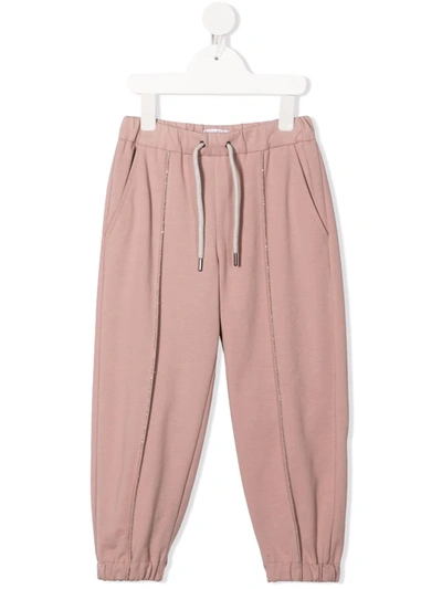 Brunello Cucinelli Kids' Tapered Drawstring-waist Joggers In Pink