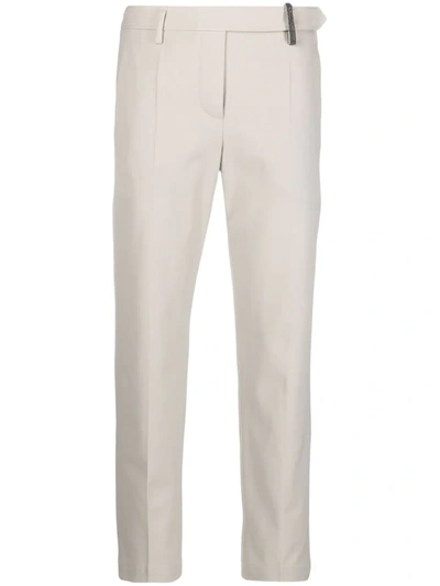 Brunello Cucinelli Monili-embellished Cropped Trousers In Neutrals