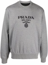 Prada Oversized Cotton Jersey Logo Sweatshirt In Grey