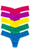 Hanky Panky Signature Lace Low Rise Thong Fashion 5-pack In Brilliant Blooms