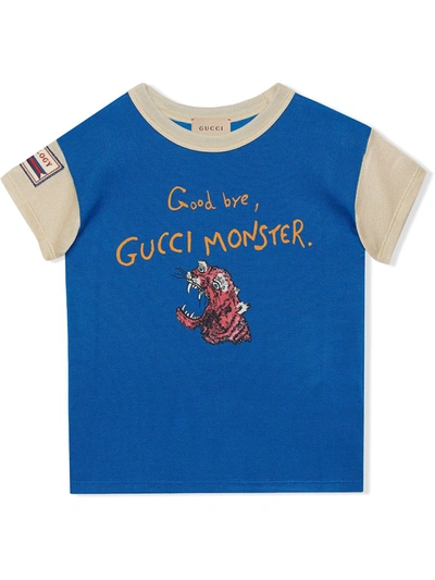 Gucci Kids'  Monster Tiger T-shirt In Blue