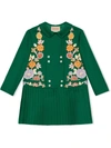GUCCI FLORAL-EMBROIDERED PLEATED DRESS