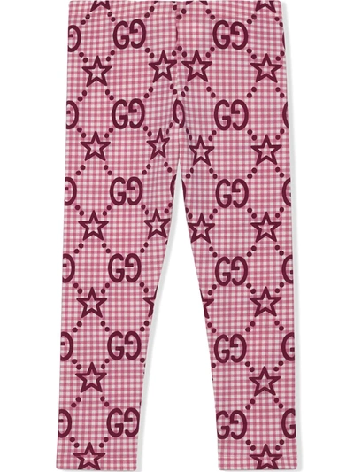 Gucci Kids' Gg Star-print Leggings In Pink