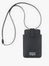 MAISON MARGIELA BLACK LEATHER SMARTPHONE CASE WITH SHOULDER STRAP