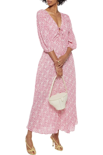 Nicholas Danielle Bow-detailed Printed Crepe Maxi Dress In Pink