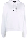 Dsquared2 Logo Printed Drawstring Hoodie In 白色