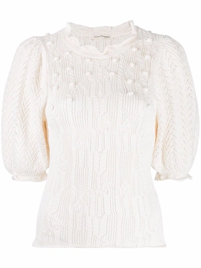 Ulla Johnson Coralie Pointellle-knit Top In 中性色
