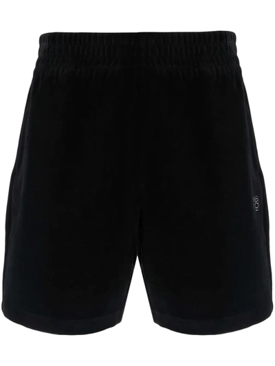 Alexander Wang T Black Velour Hotfix Logo Shorts