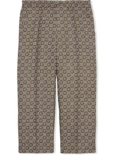 Gucci Kids' G Intarsia Wool Trousers In Brown