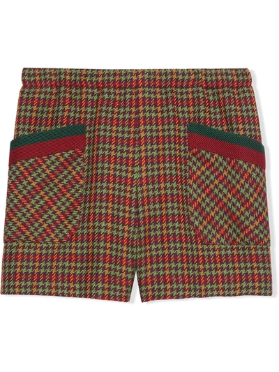 Gucci Kids' Check Wool Shorts In Green
