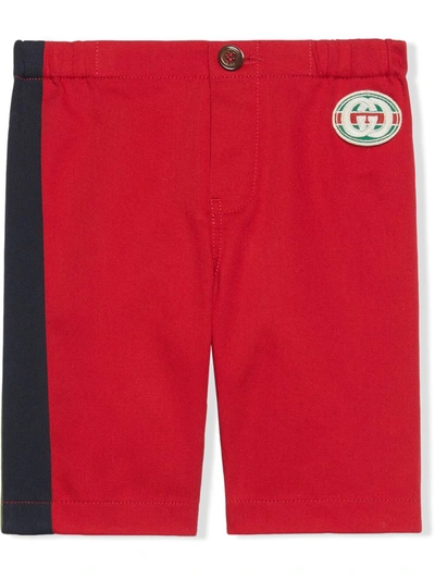 Gucci Babies' Side-stripe Track Shorts In Red