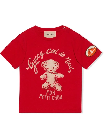 Gucci Teddy Bear-print T-shirt In Red