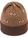 GUCCI DIAGONAL-STRIPE GG KNITTED HAT