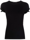 Helmut Lang Little Black Ribbed Cotton T-shirt