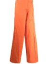 Sunnei High-waisted Wide Trousers In 橘色