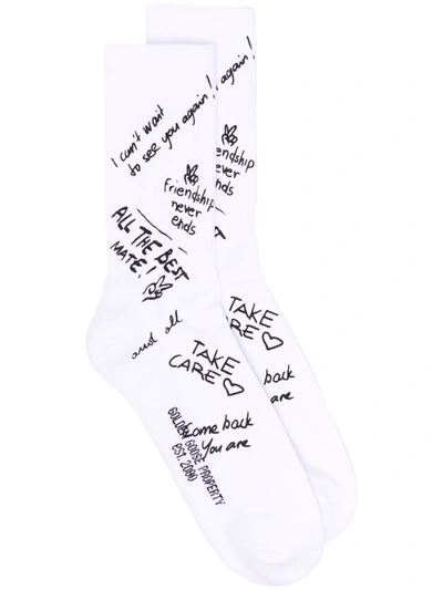 Golden Goose Scribble-print Socks In Bianco