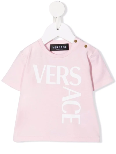 Versace Babies' Logo-print Short-sleeve T-shirt In Pink