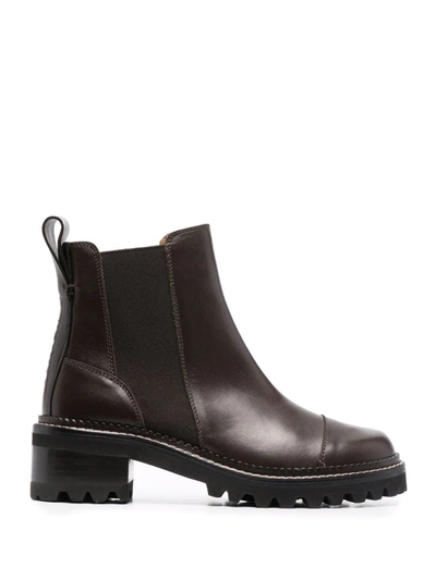 See By Chloé Mallory Leather Boots In Brown