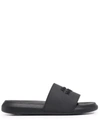 Alexander Mcqueen Logo-patch Open-toe Slides In 黑色