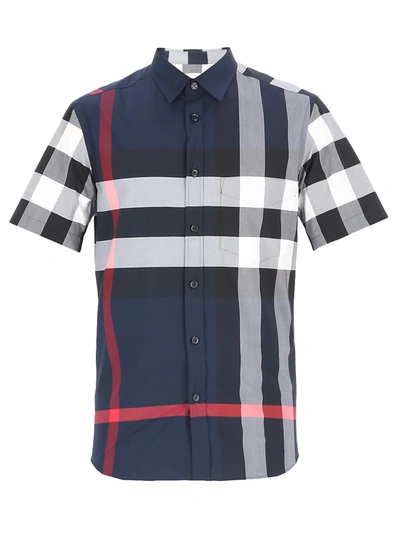 Burberry Shirts Blue In Navy Ip Check