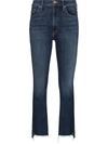 Mother The Insider Crop Step Fray High-rise Bootcut Jeans In Blau