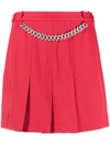 Giuseppe Di Morabito Pleated Wool Flannel Mini Skirt W/chain In Rot