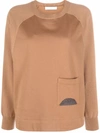 Fabiana Filippi Crewneck Patched Pocket Sweatshirt In Braun