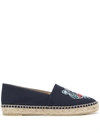 Kenzo Tiger-embroidery Flat Espadrilles In Blue