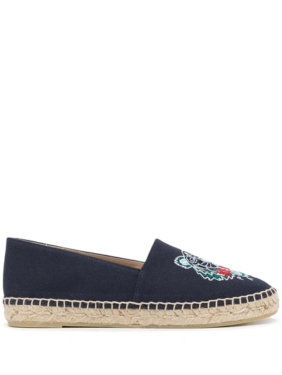 Kenzo Tiger-embroidery Flat Espadrilles In Blue