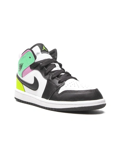 Jordan Kids' Air  1 Mid Sneakers In White/black/volt Green Glow