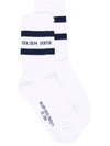 Golden Goose Stripe Trim Ribbed Socks In White