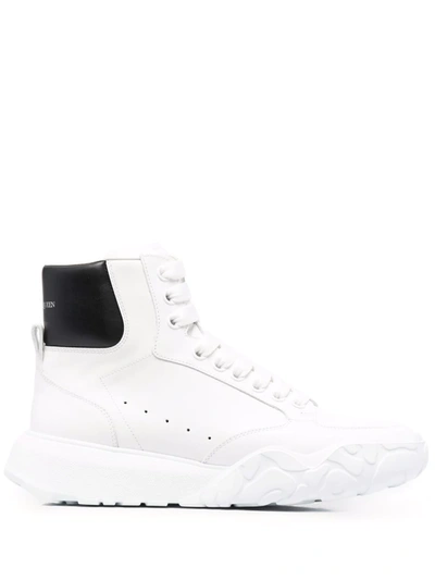 Alexander Mcqueen White And Black High-top Court Trainers