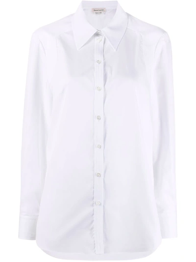 Alexander Mcqueen Classic Poplin Shirt With Pointed Collar In White