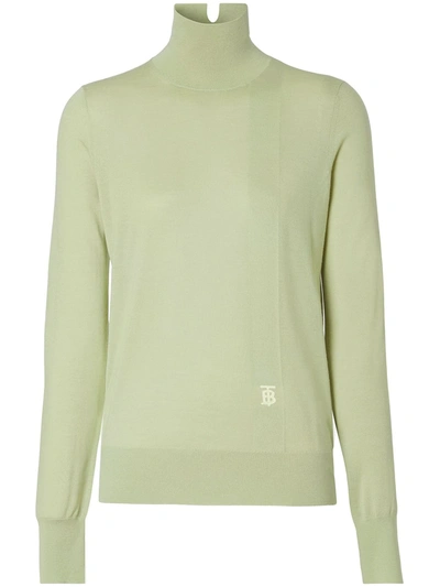 Burberry Monogram-embroidered Jumper In Green