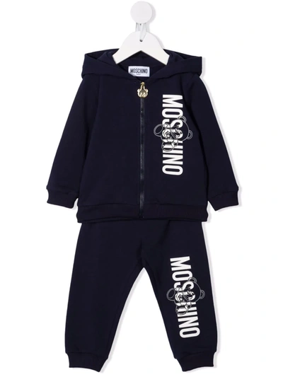 Moschino Babies' Logo-print Stretch-cotton Tracksuit In Blue