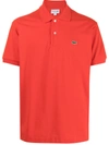Lacoste Logo-embroidered Short-sleeved Cotton-piqué Polo Shirt In Red
